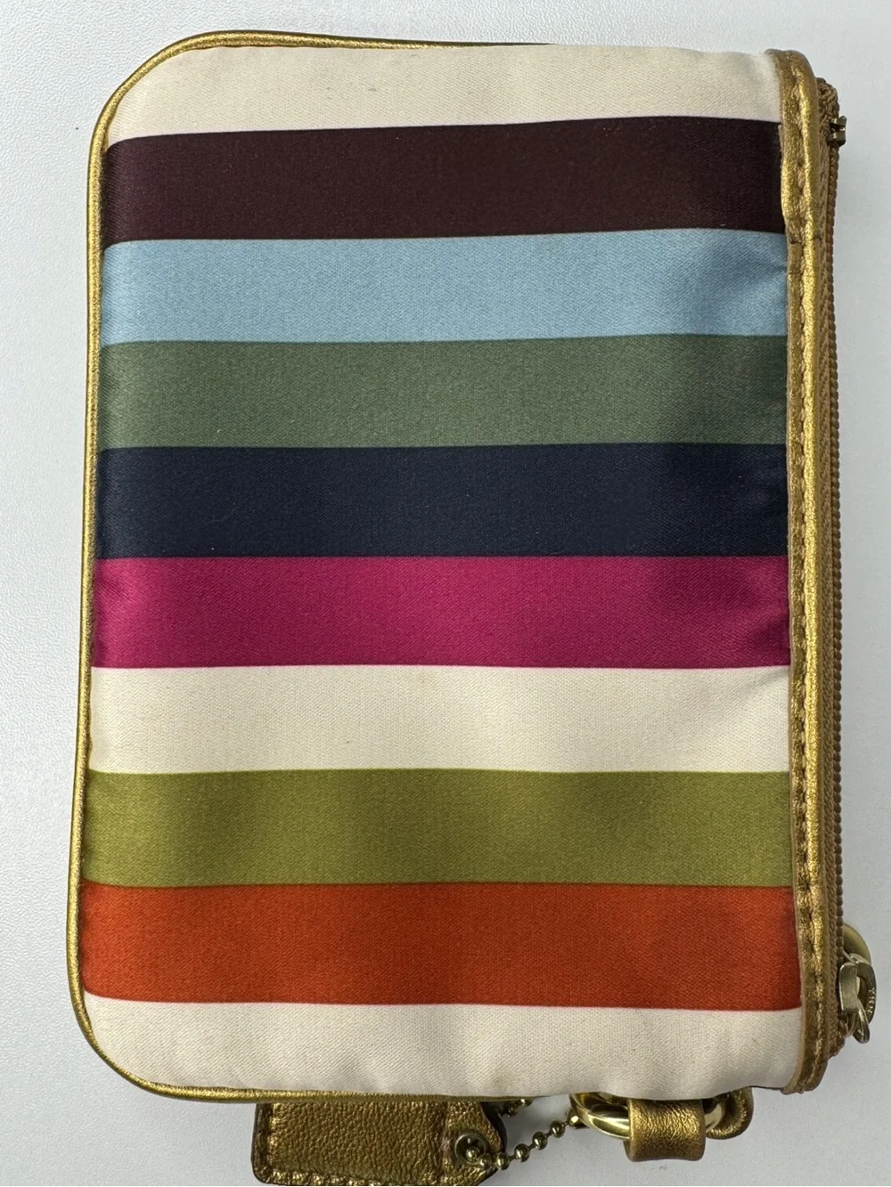 Coach Legacy Stripe 65th Anniversary Satin Wristlet